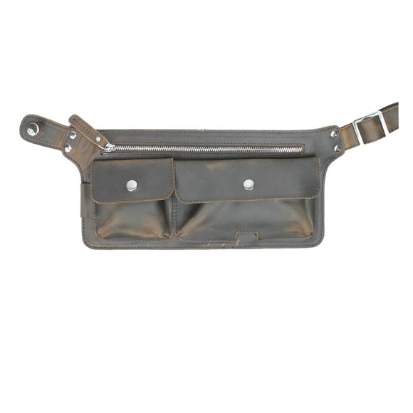 Grain Leather Slim Long Shape Waist Bag LW06DB